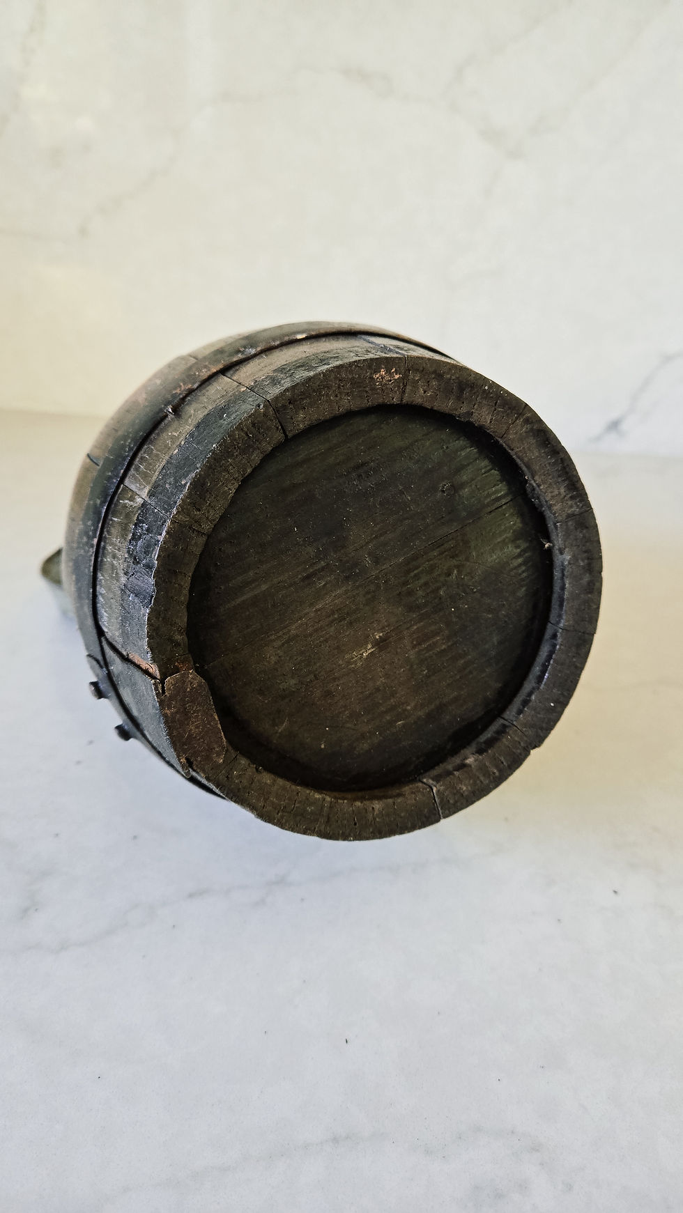 Thumbnail: Antique French Cider Pitcher Flagon | Wood & Iron | Late 19th Century