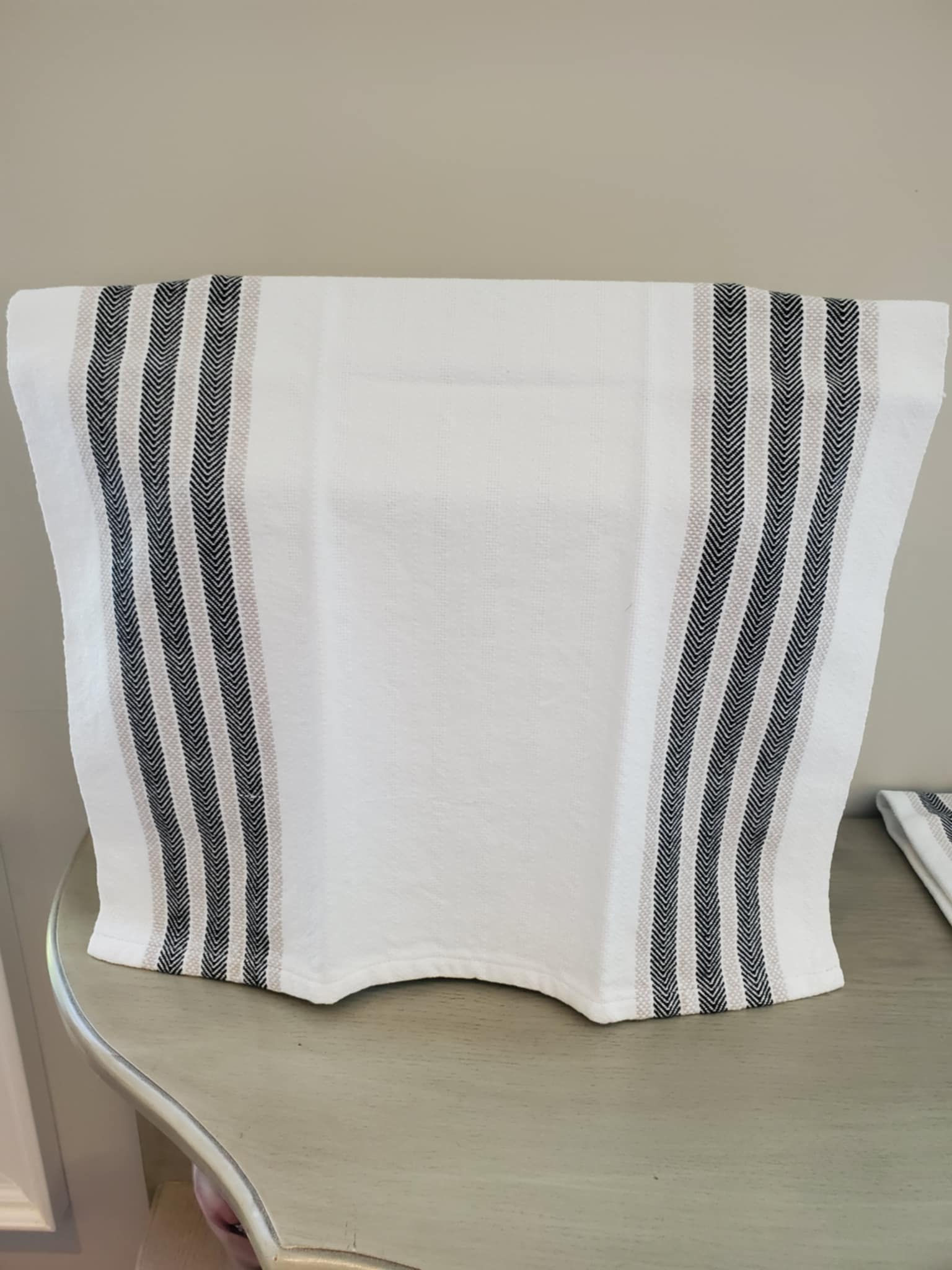 White, Black and Beige Kitchen Art Towels