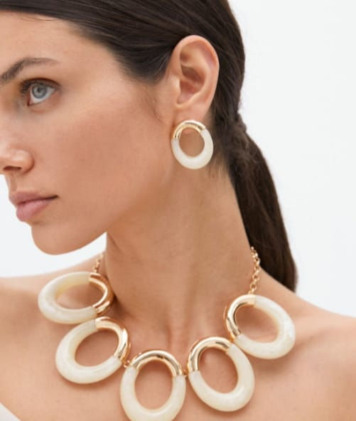 Miniatura: COLLAR ÓVALOS COMBINADOS ACRÍLICO Y METAL