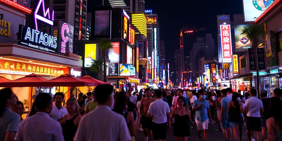 Calle de bares y vida nocturna en Pattaya para viajeros