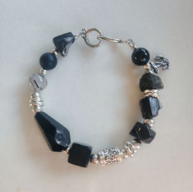 Anchor strength bracelet raw black tourmaline grounding