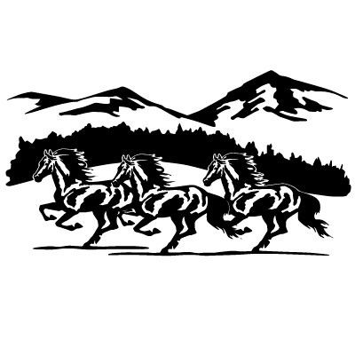 Miniatura: Vinilo Decorativo Caballos Corriendo Por La Colina