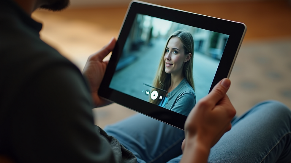 Close-up view of an engaging video playing on a tablet