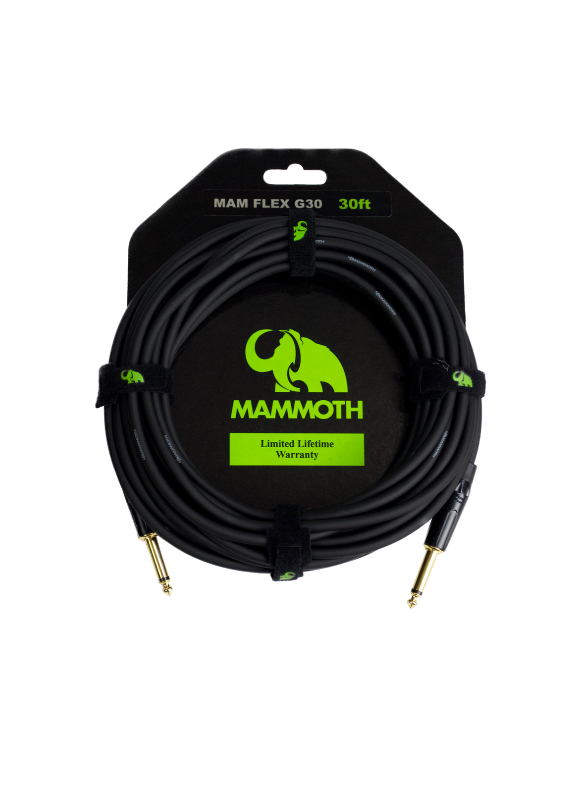 Mammoth Mam Flex G30 30ft instrument cable with straight gold-plated jack connectors