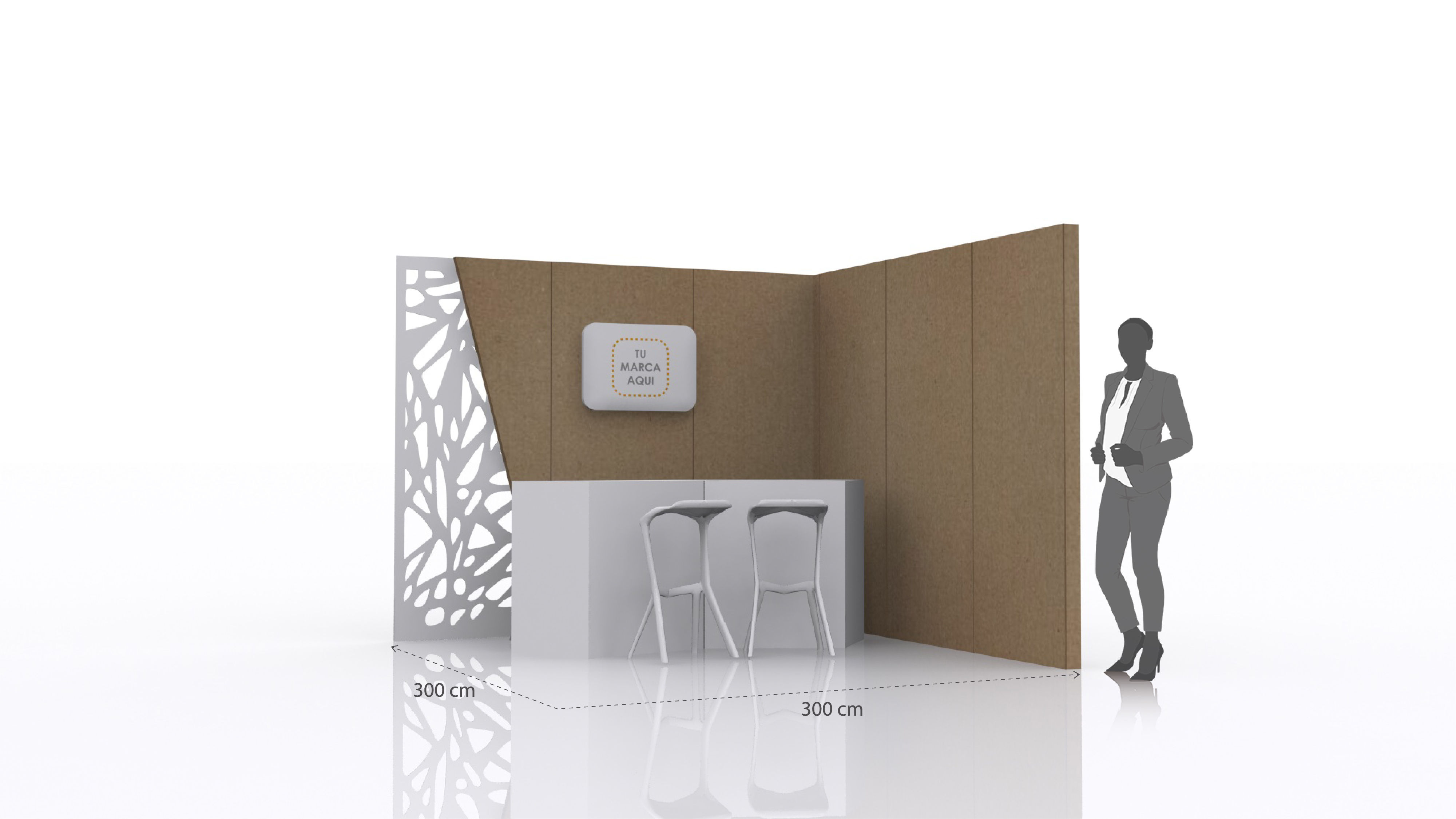 Stand con panel decorativo | Incluye paredes, mostrador y espacio de exhibición