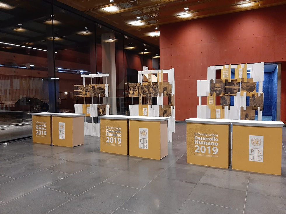 Close-up view of cardboard modular furniture components ready for assembly