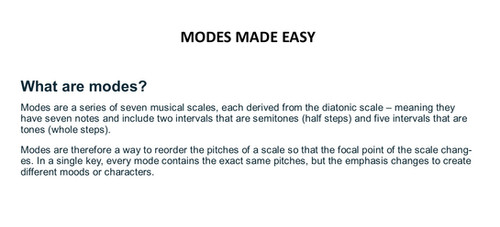 Modes Made Easy | Phoenix House