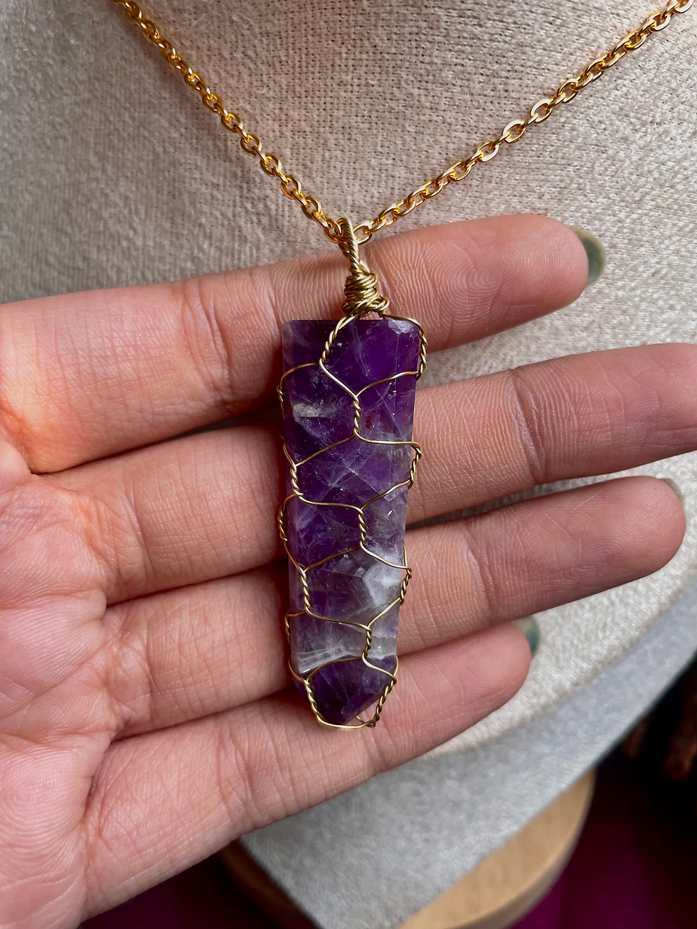 Thumbnail: Amethyst Coffin Wire Wrap Pendant