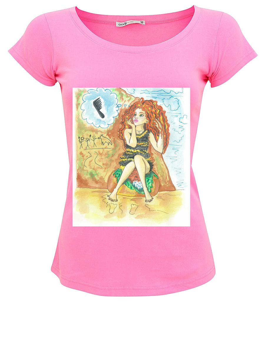 Миниатюра: Футболка с рисунком "Пещерная женщина"