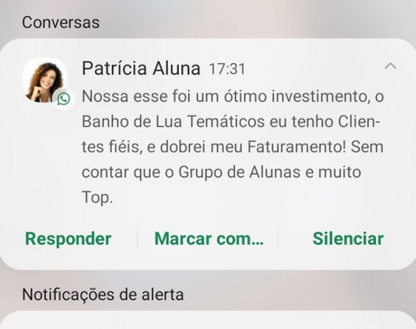 Depoimento de aluna satisfeita após concluir o Curso Banho de Lua Temático Profissional.