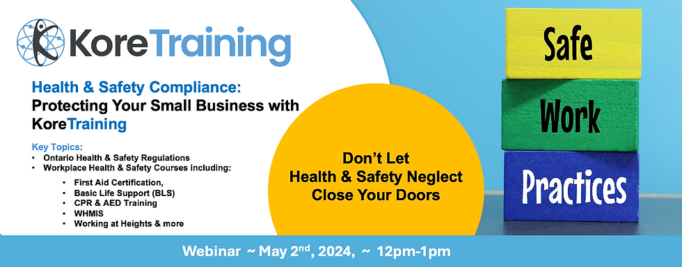 Promotional image for Kore Training's upcoming webinar "Health & Safety Compliance: Protecting Your Small Business with Kore Training"