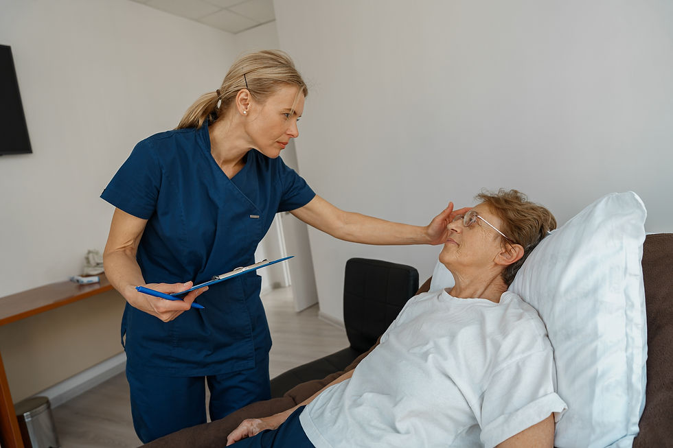 Medical staff evaluating a woman who is showing signs of a stroke