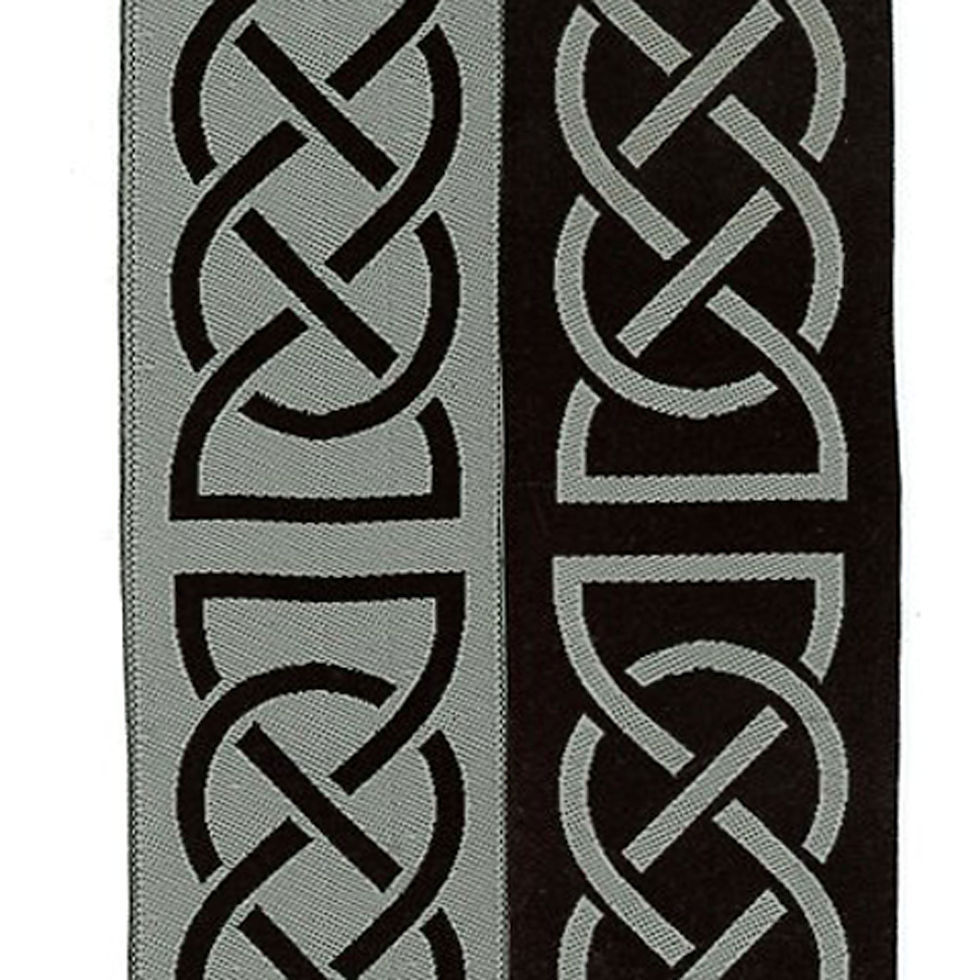 Braid Celtic Design Black & Grey ( Width 4 cm )