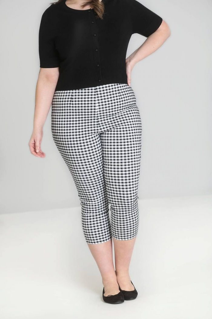 Thumbnail: Black and white gingham capris pants for sale