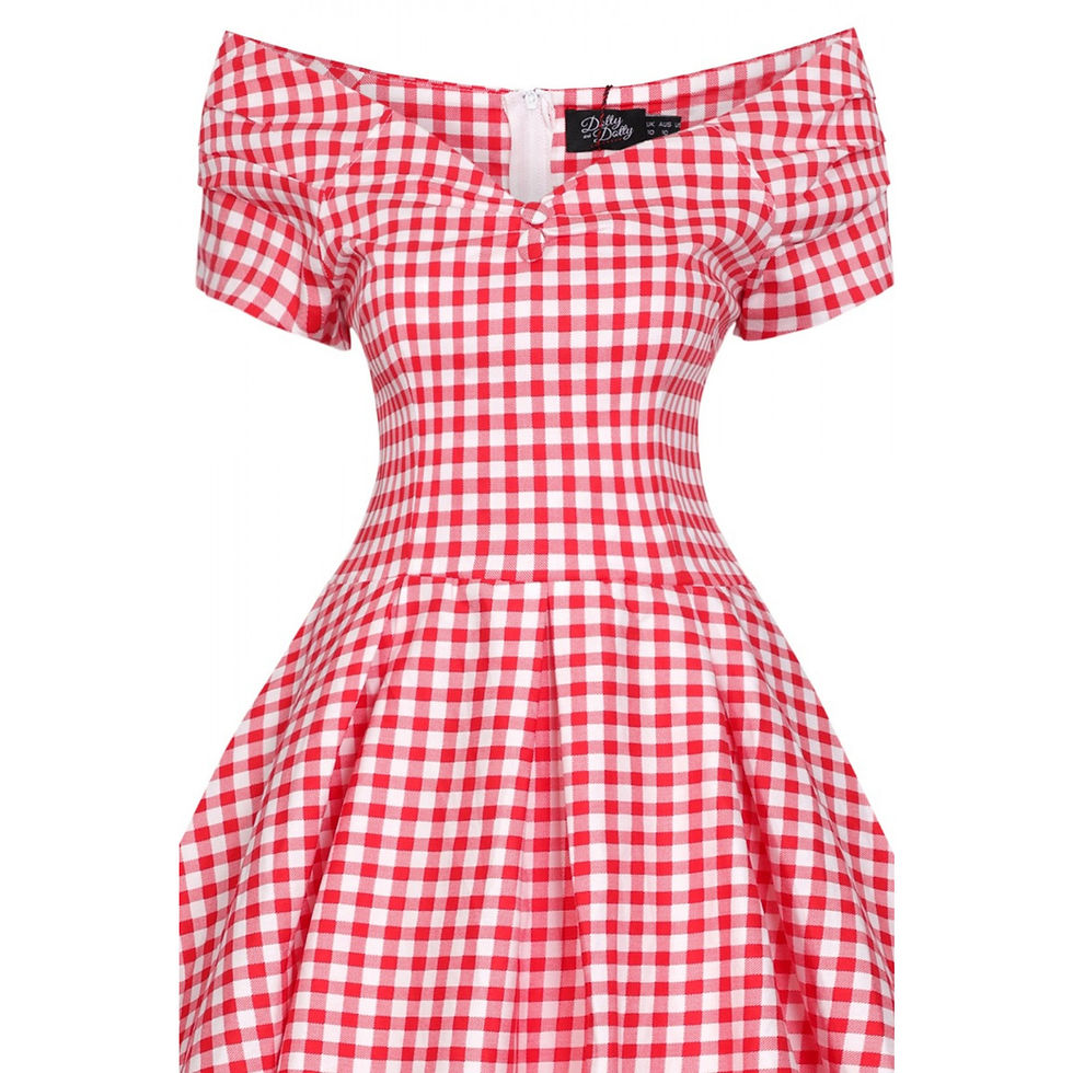 Thumbnail: Red and white gingham print swing dress for sale
