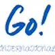 Blue logo with text "Go! International"