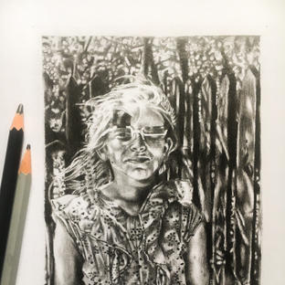 Graphite drawing of my grandma when she was ten years old