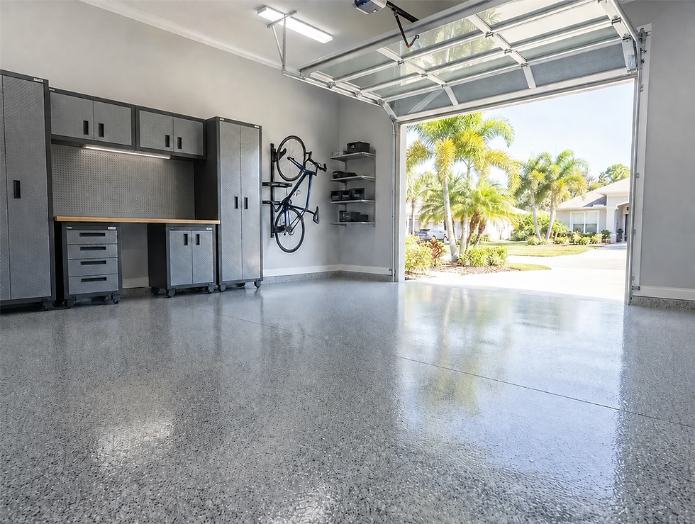Light gray flake garage floor coating in Snell Isle, St. Petersburg