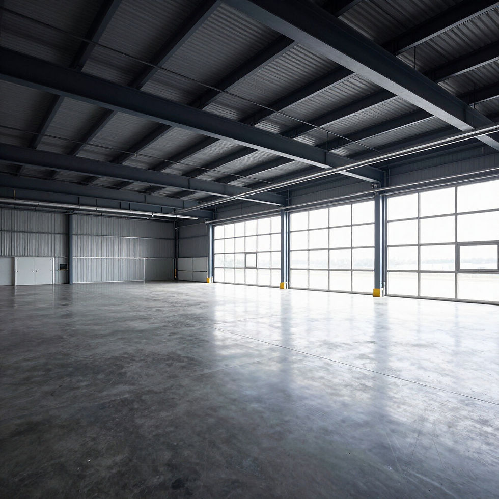 Bright commercial warehouse with a professionally coated concrete floor in Tampa Bay.