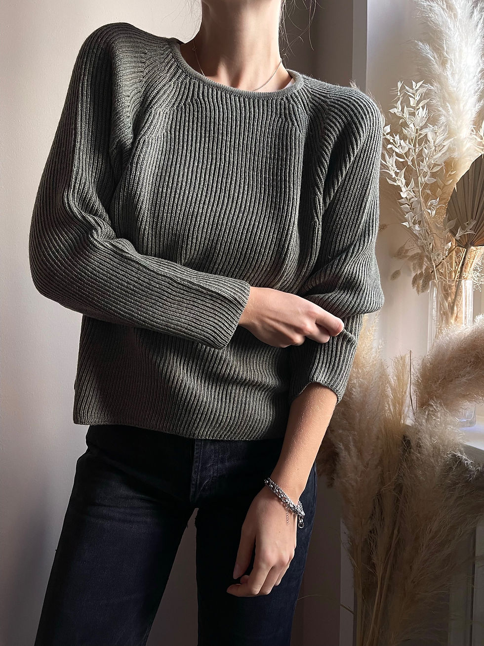 Thumbnail: Shell Stitched Sweater 100% Extrafine wool