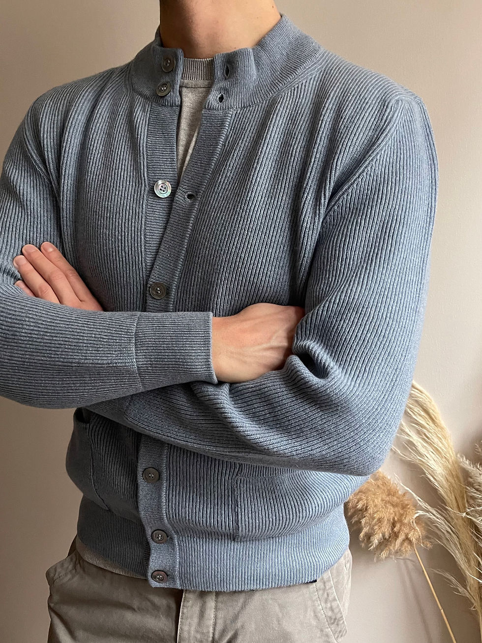 Thumbnail: Fisherman's Rib Knitted  100% Cashmere Bomber