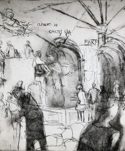 "Sur une terrasse à Urbino", eau-forte