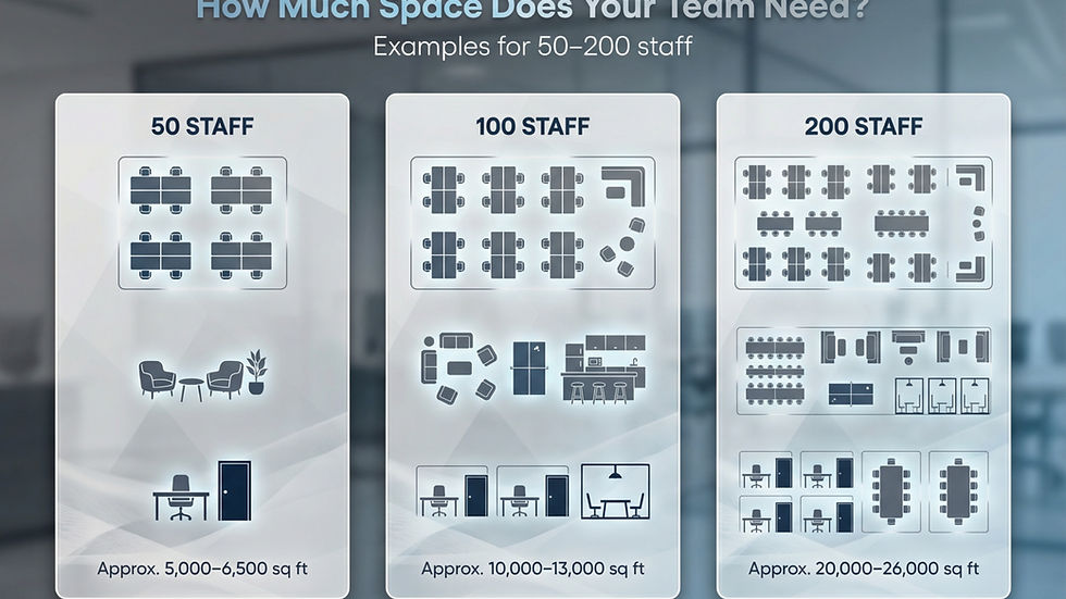 Office space planning comparison for 50 to 200 staff based on utilisation not headcount