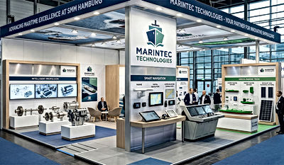 SMM Hamburg offers a customized, B1 certified, ocean-themed luxury exhibition stand design and turnkey installation for your brand at the maritime trade fair.