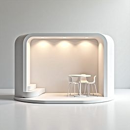 Texhibition kumaş fuarında koleksiyonlarınızı lüks bir moda evi estetiğiyle sergileyen, yüksek CRI aydınlatmalı ve VIP localı ahşap stand imalatı. Teklif alın.