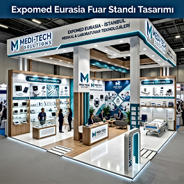 Expomed Eurasia medikal fuarında tıbbi cihazlarınıza özel; temiz oda (clean room) konseptli, steril, pürüzsüz lake boyalı VIP ahşap stand imalatı. Teklif alın.
