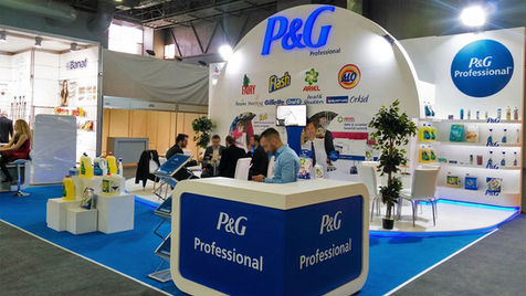 Located within the P&G exhibition stand, this reception area is designed for high-level B2B meetings and discussions, featuring luxurious, modern furniture and excellent acoustics.