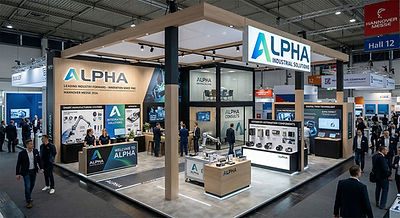 Hannover Messe sanayi fuarında markanıza özel; Endüstri 4.0 uyumlu, LED ekran entegreli, B1 sertifikalı lüks ahşap fuar standı tasarımı ve kurulumu.