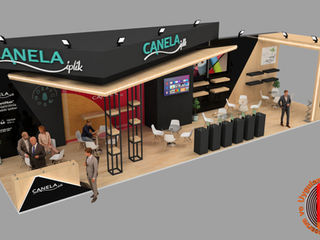 CANELA yazılı modern fuar standı tasarımı