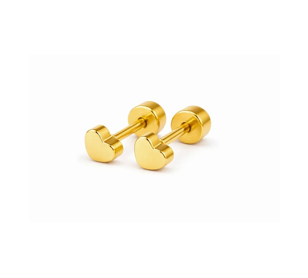 Thumbnail: The Earing Collective - 4mm Heart Studs (Rose Gold, Gold, Silver)