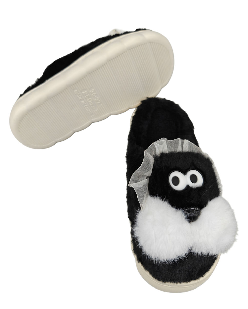Thumbnail: Winter Fur Slippers for Women,  Indoor Outdoor House Shoes with Non-Slip Sole
