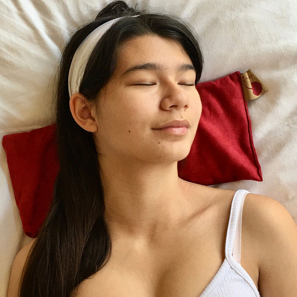 Thumbnail: Hot Cherry Cervical Neck Pillow, in Plush Red Ultra-Suede