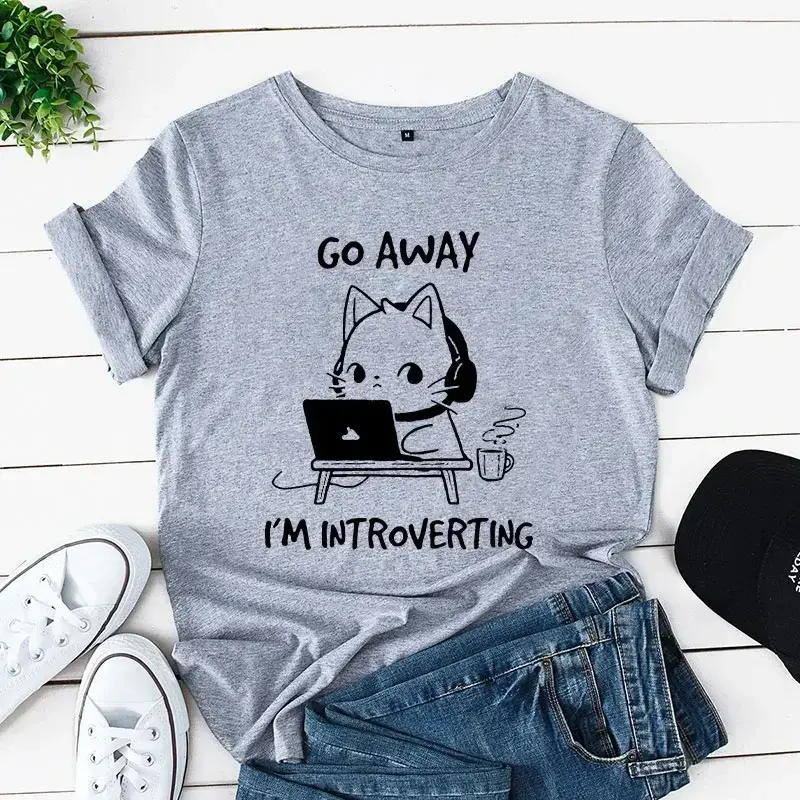 Thumbnail: "Go Away I'm Introverting" Cat T-Shirt