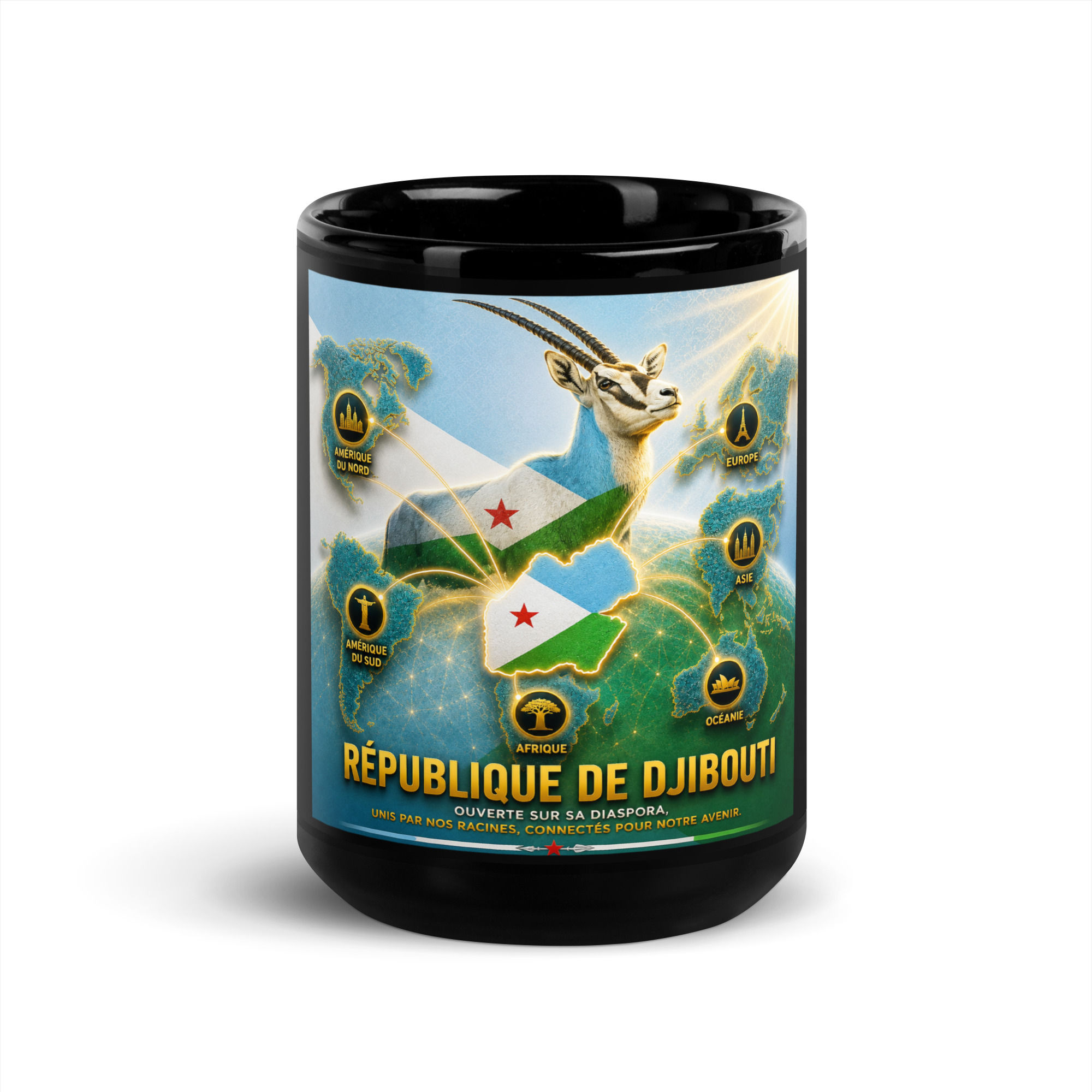 Mug Noir Brillant - Agence Diaspora Djiboutienne
