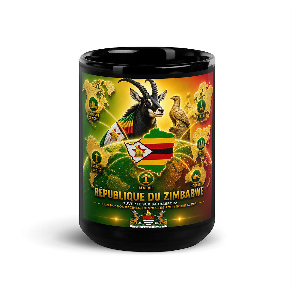 Thumbnail: Mug Noir Brillant - Agence  Diaspora Zimbabwe  