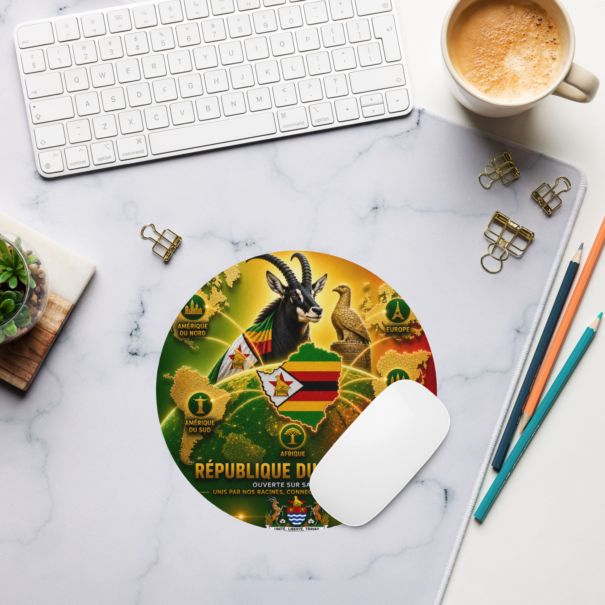 Tapis de souris rond - Agence Diaspora Zimbabwe