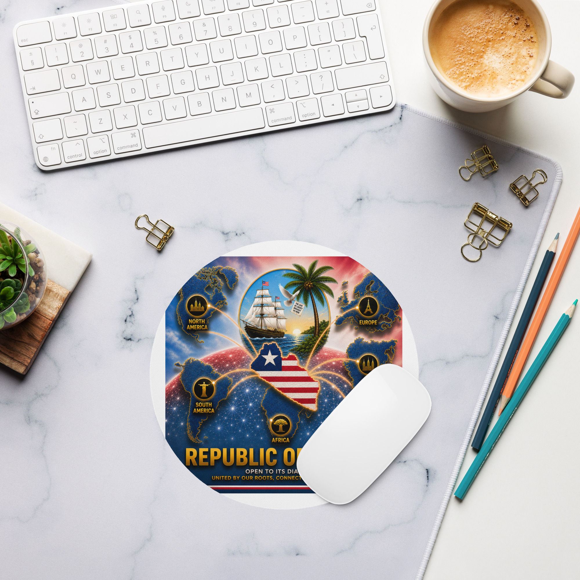 Round mouse pad - Liberian Diaspora Agency