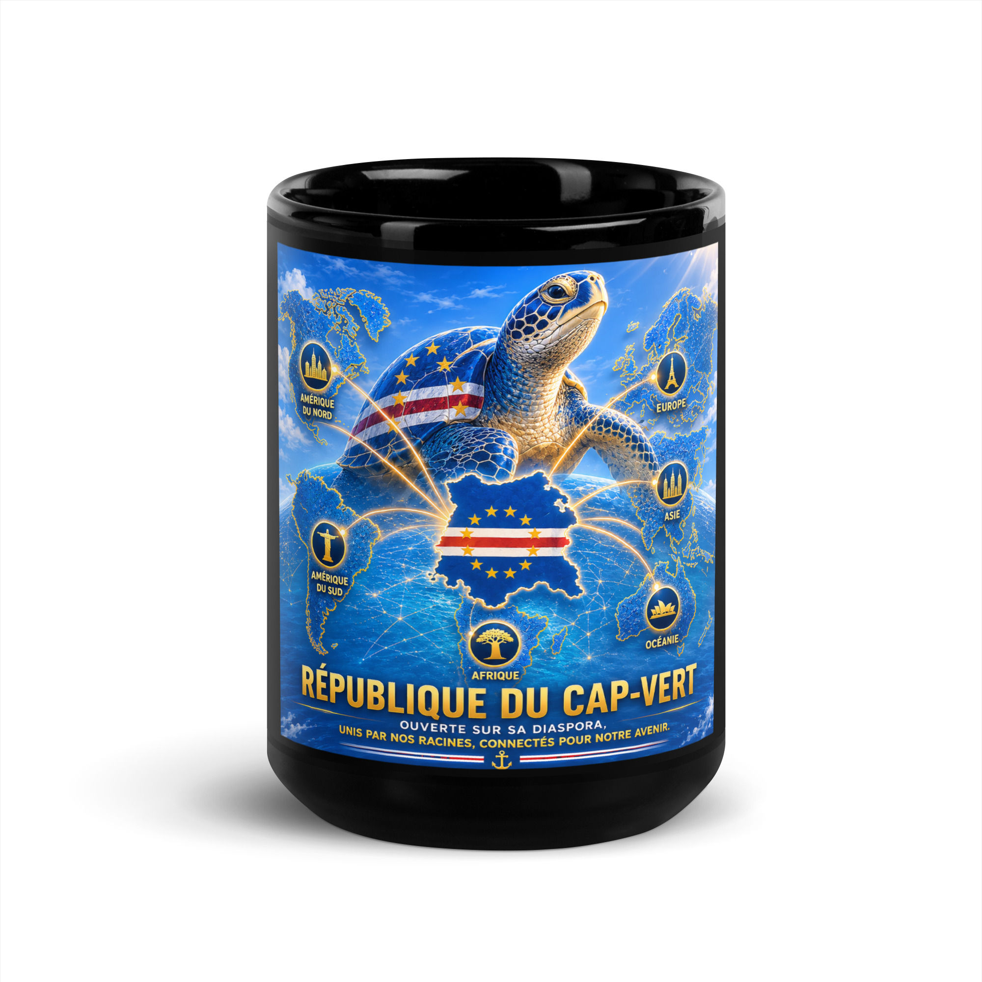 Mug Noir Brillant - Agence Diaspora Capverdienne