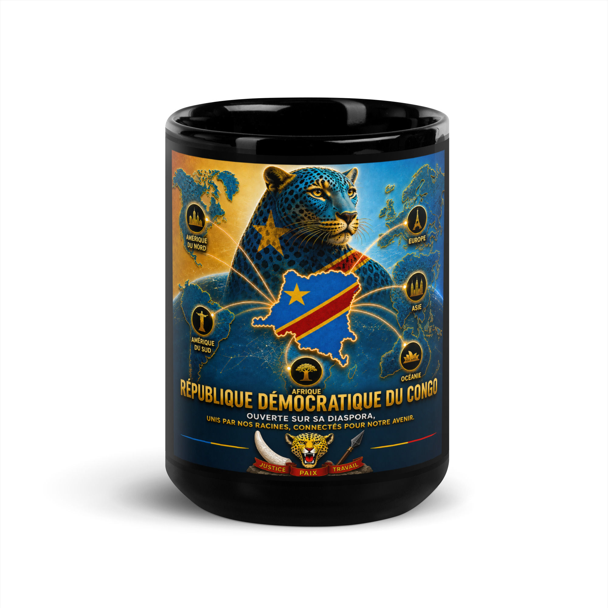 Mug Noir Brillant - Agence Diaspora Congolaise (Kinshasa)