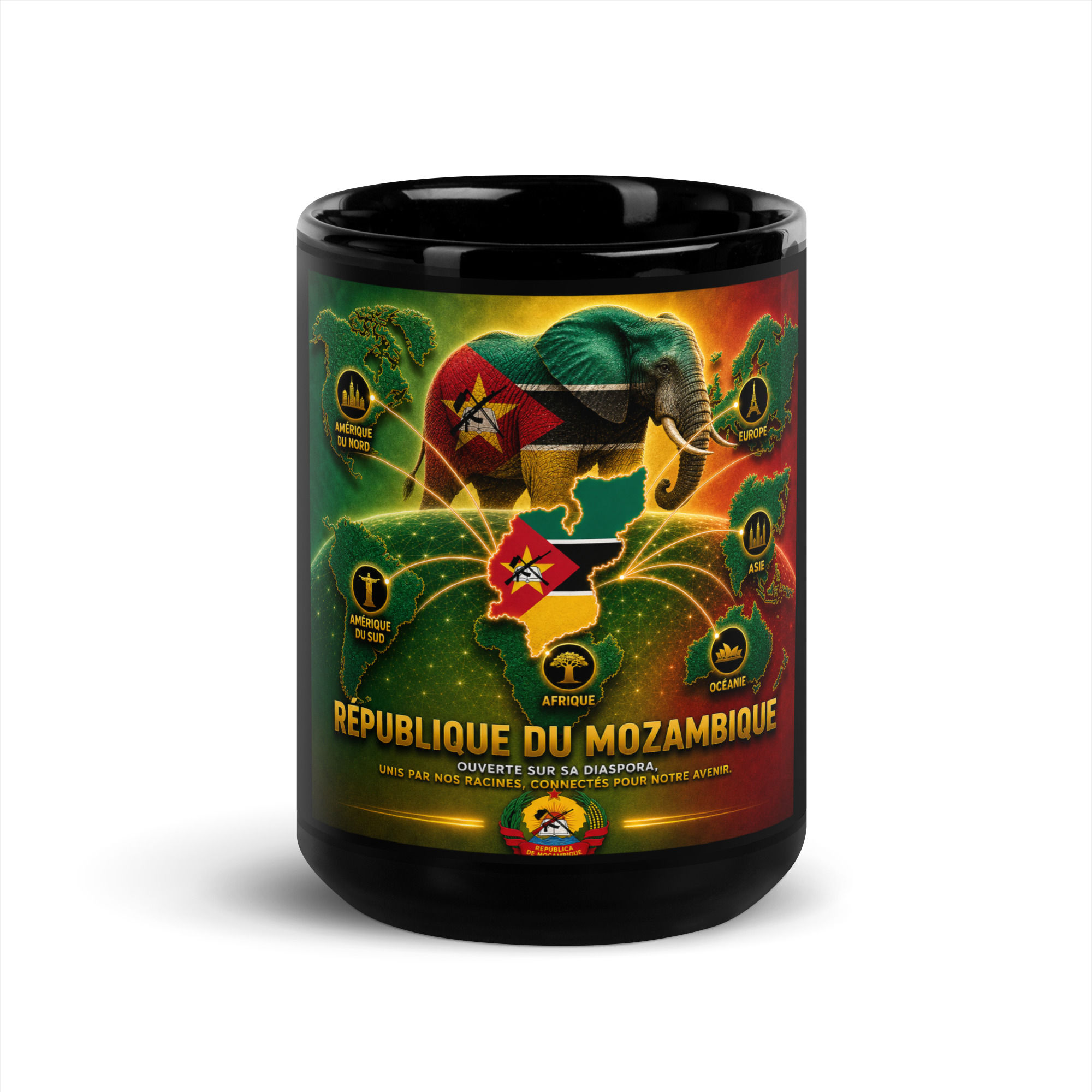 Mug Noir Brillant - Agence Diaspora Mozambicaine