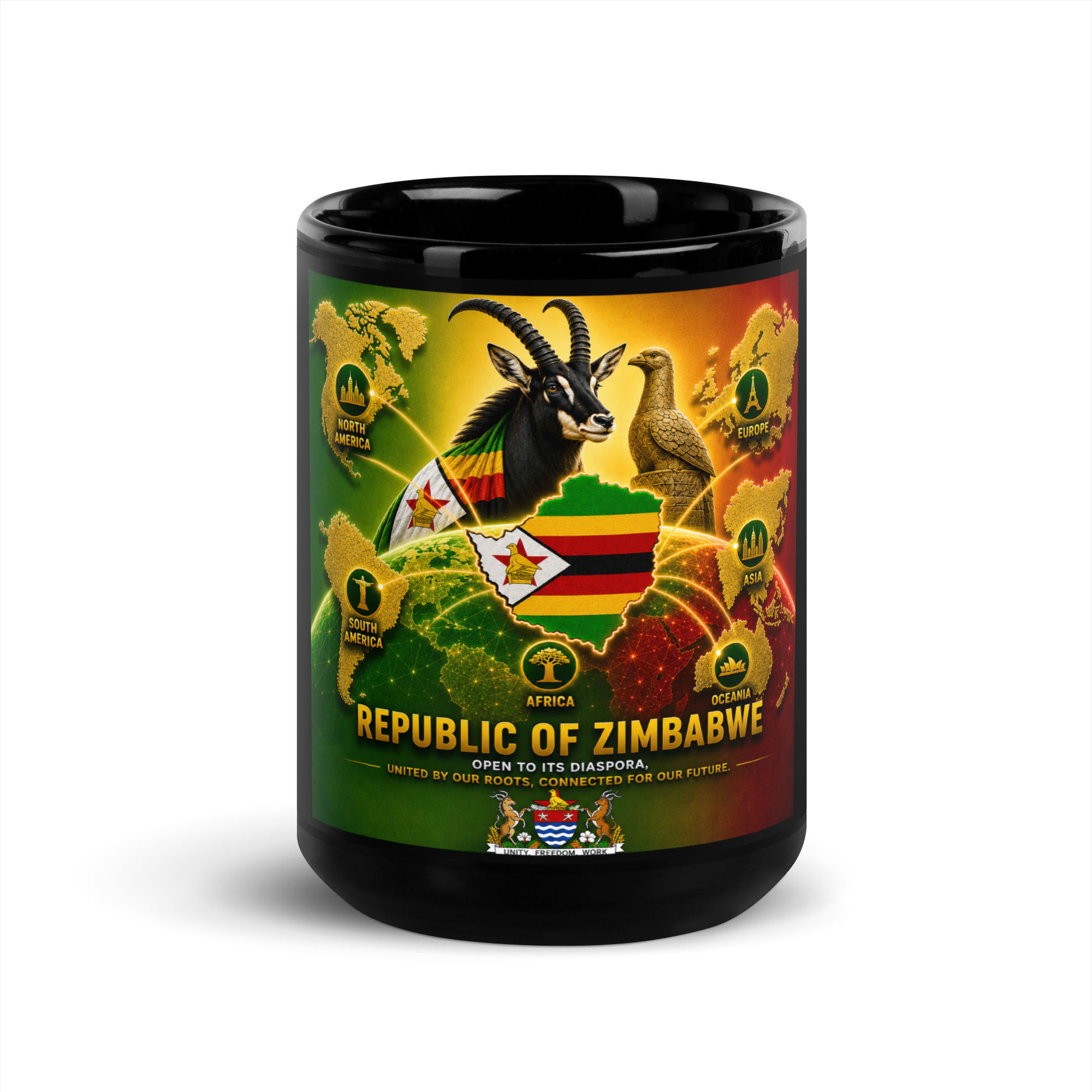 Black Glossy Mug Zimbabwe Diaspora Agency Accessories