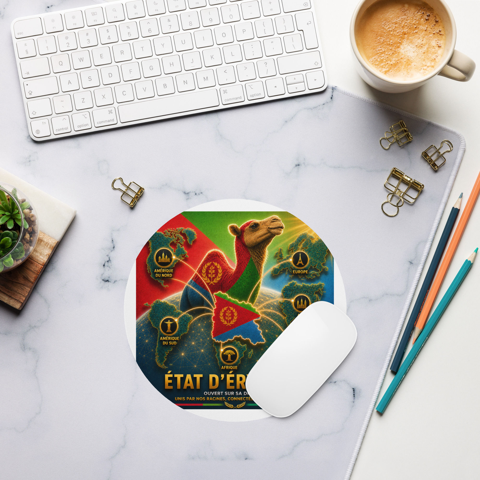 Tapis de souris rond - Agence Diaspora Érythréenne