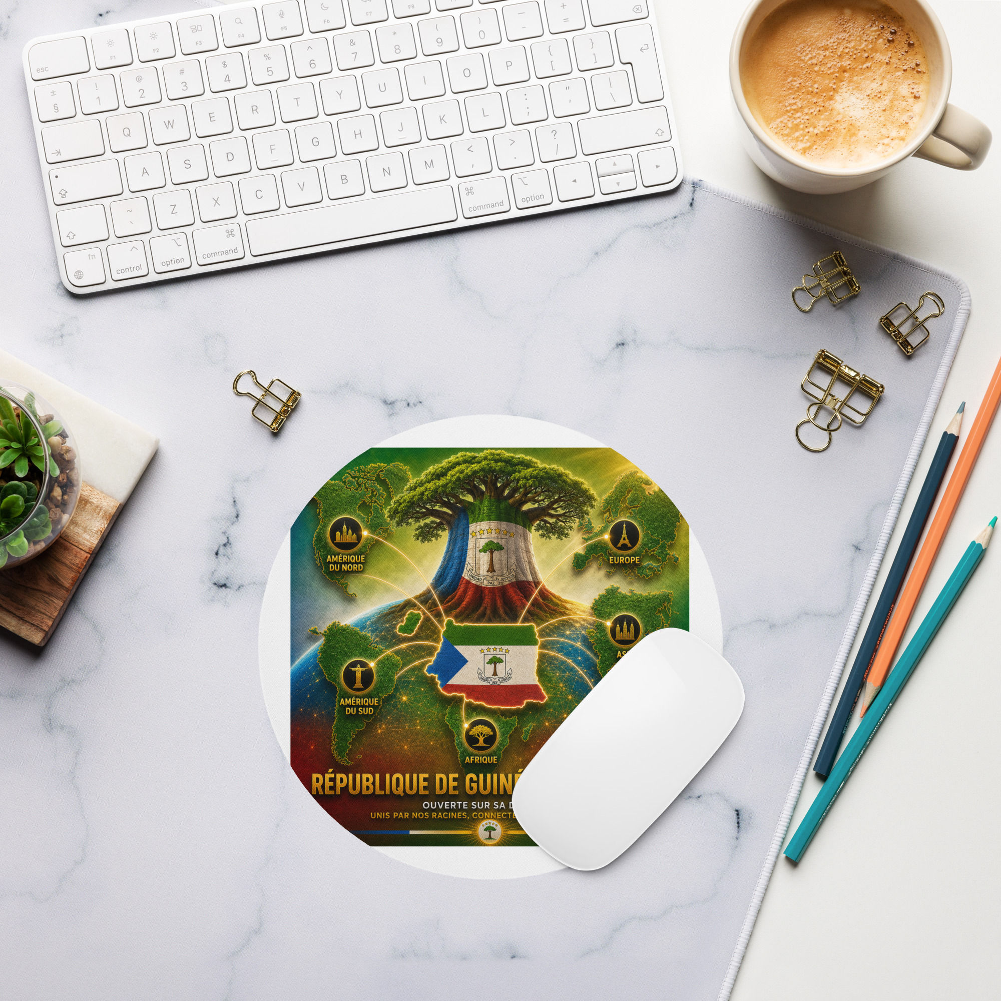 Tapis de souris rond - Agence Diaspora Équato-Guinéenne