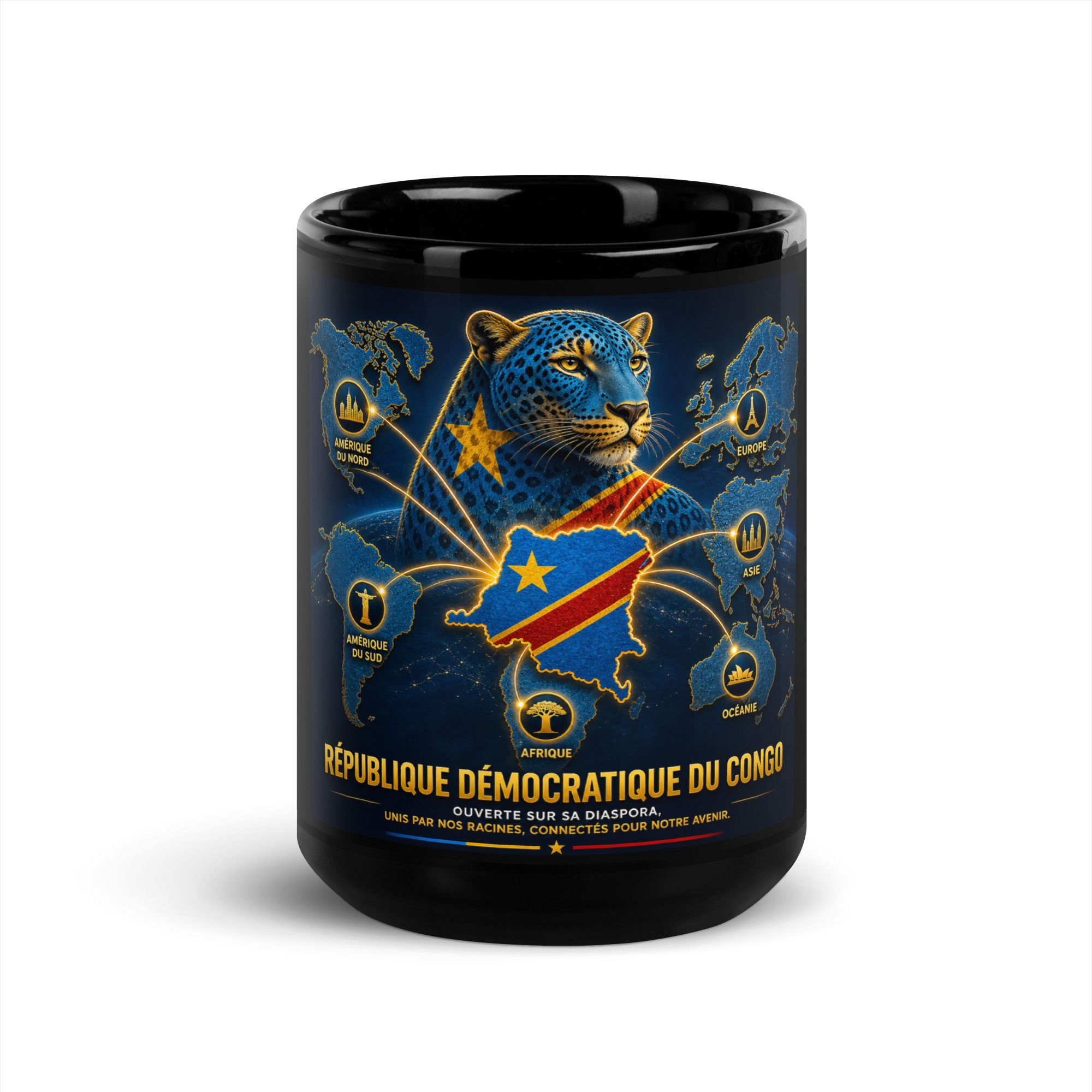 Mug Noir Brillant - Agence Diaspora Congolaise (Kinshasa)