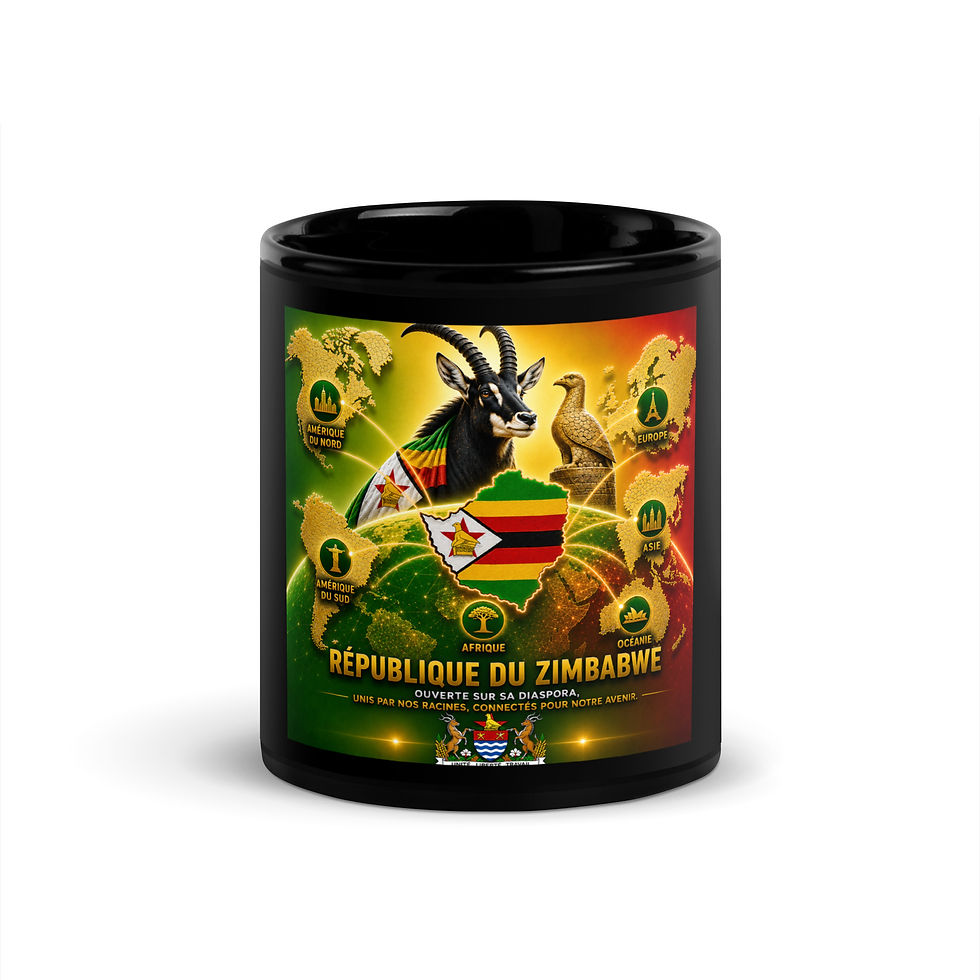 Thumbnail: Mug Noir Brillant - Agence  Diaspora Zimbabwe  