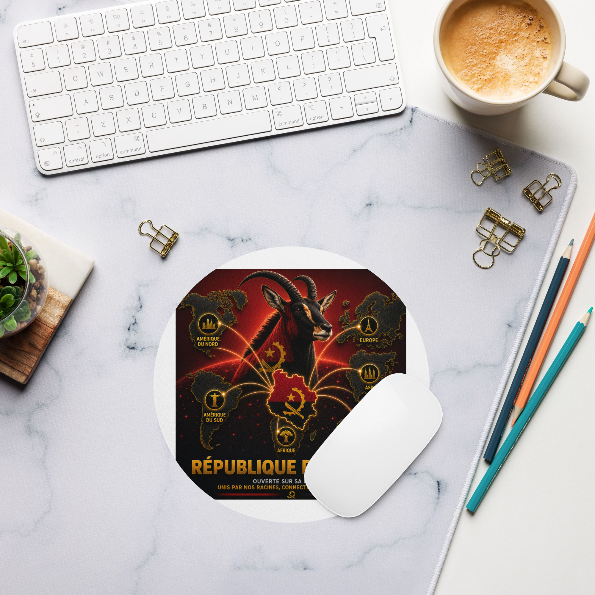 Tapis de souris rond - Agence Diaspora Angolaise
